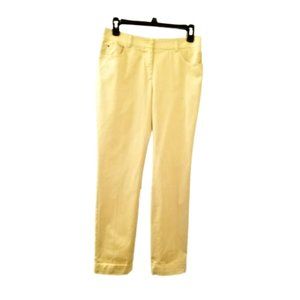 AKRIS PUNTO Yellow Casual Ankle Pants Sz 4 Cuffed Cotton Blend Mid Rise